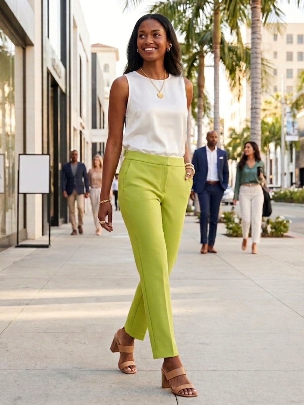 Rachel Zoe Lime Green Tailored Ankle Trousers